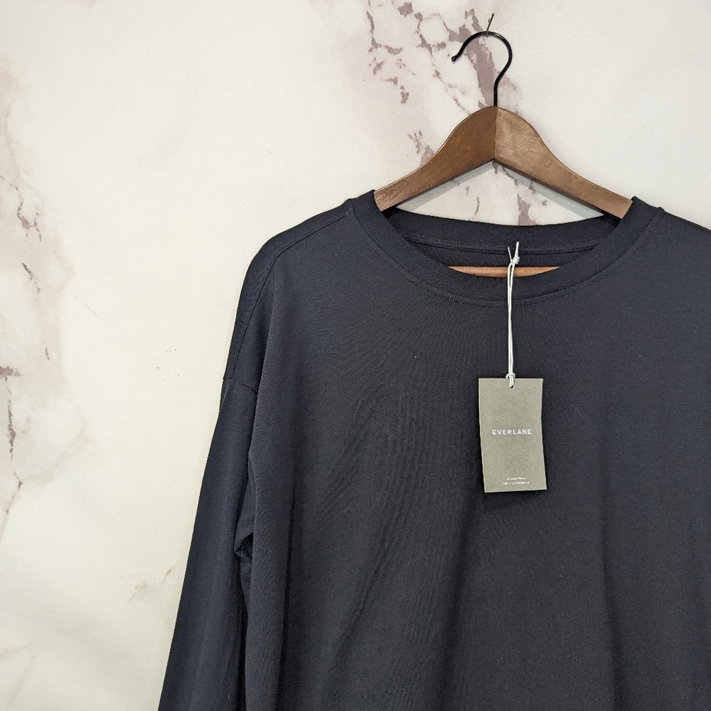 Everlane Long Sleeve Tee Black Shirt Crew Oversized Organic Cotton Women - Picture 4 of 13